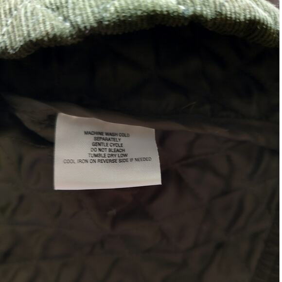 Basic Editions Dark Forest Green Quilted Corduroy Vest Pockets Zip Front Size XL - Picture 9 of 9